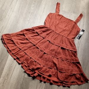 Trixxi skinny strap flowy rust color dress size L in juniors